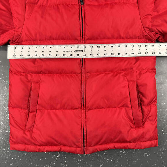 Lands End Goosedown Puffer Jacket Teen Boys Large Red Navy Reversible Thick Fill - Picture 4 of 9